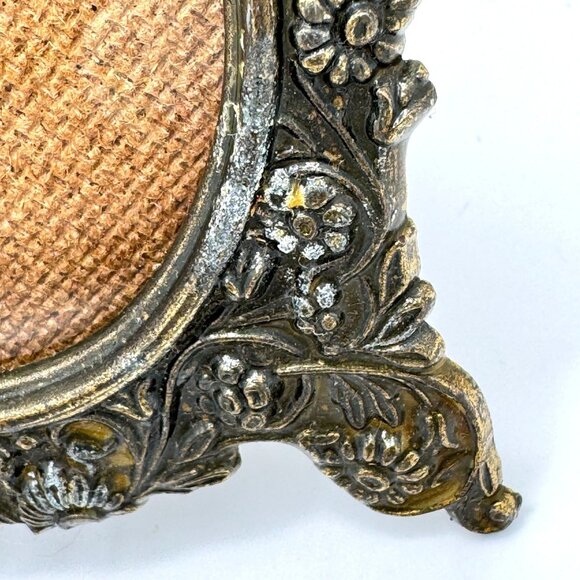 Hollywood Regency Ornate Gold Tone Oval Filigree Picture Frame Italy 4.5" - Picture 12 of 14